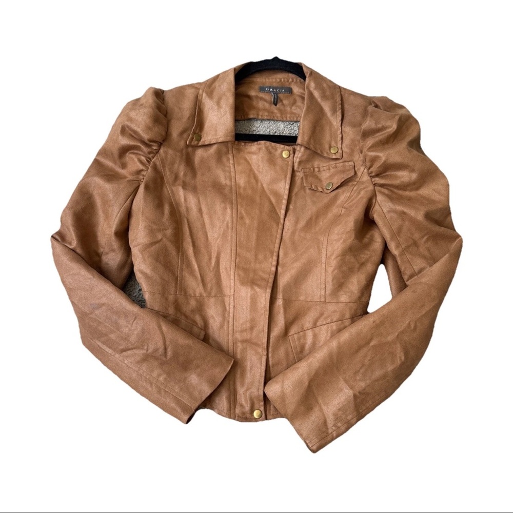 Gracia Women's Rust brown Faux suede Lightweight Jacket Size M - Picture 3 of 16